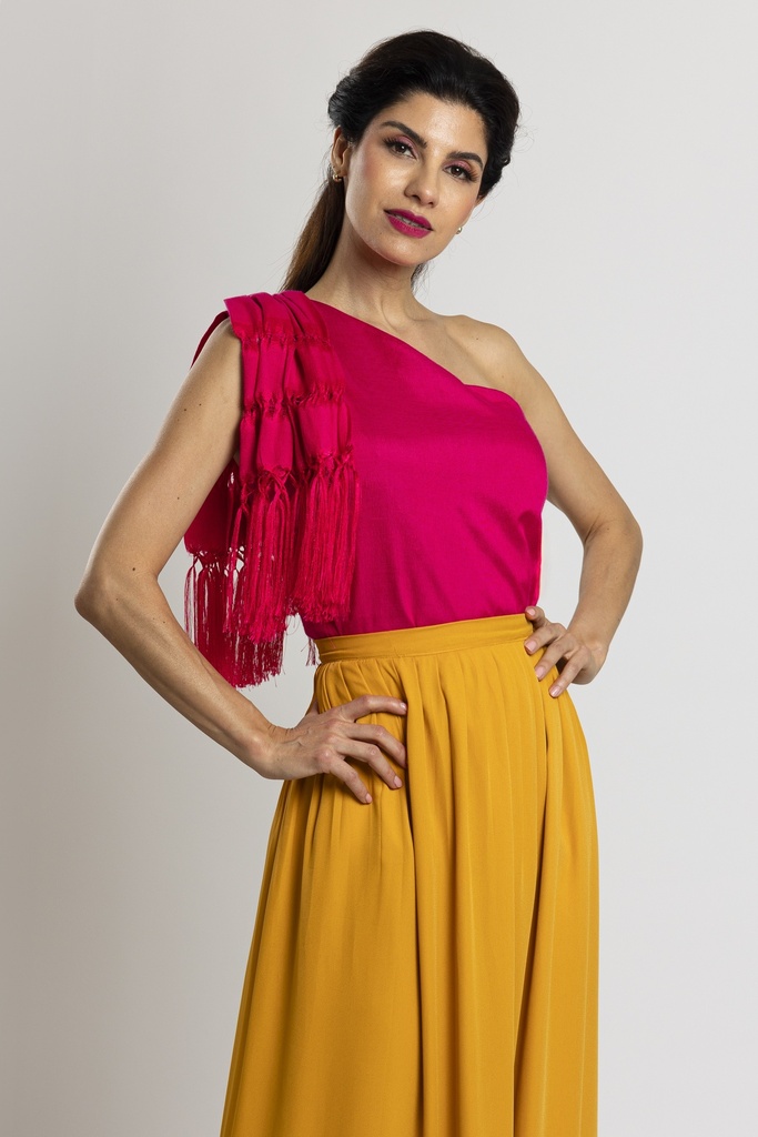 Blusa de rebozo con 1 hombro descubierto