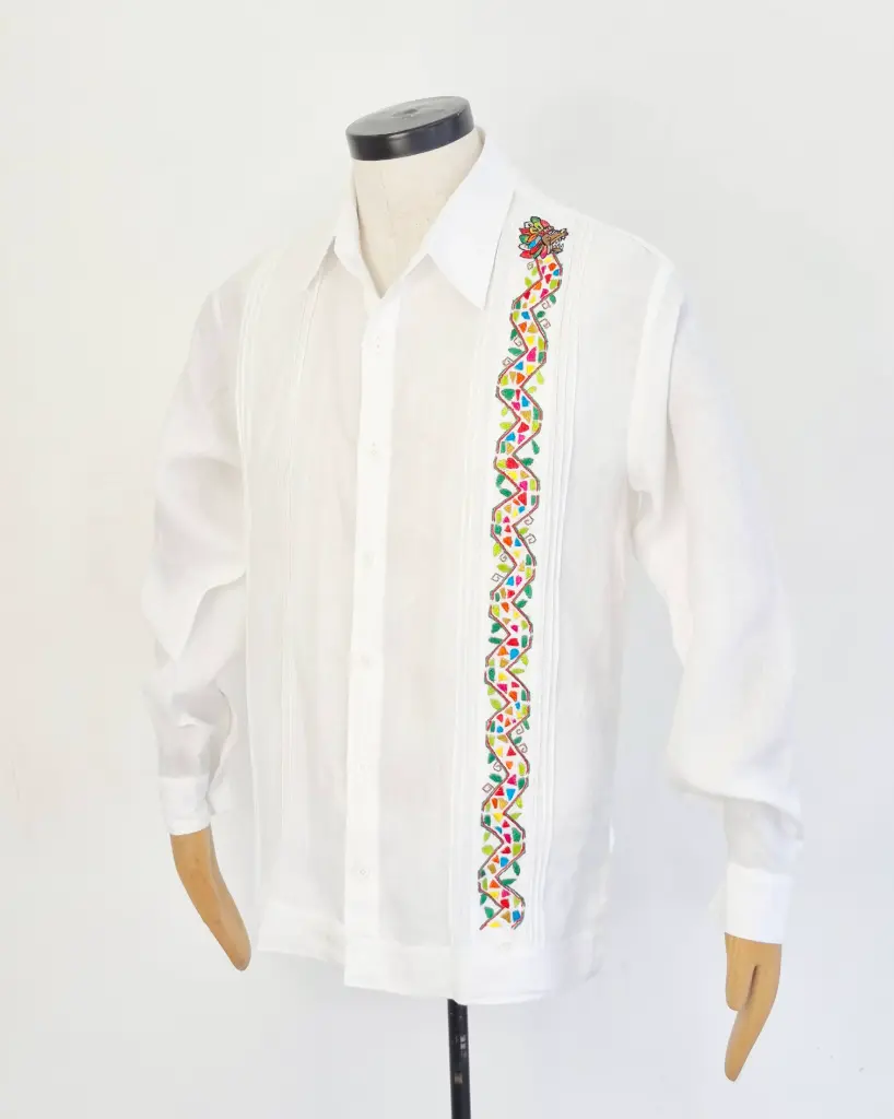Camisa tipo Guayabera Clásica 010 (Blanco, S)