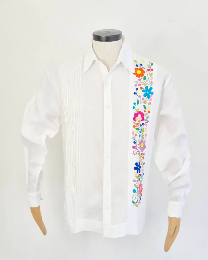 Camisa tipo Guayabera Clásica 03 M/L (Blanco, S)